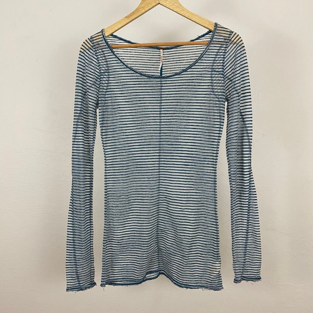 Free People Striped Burnout Top - Peacock - Size Medium